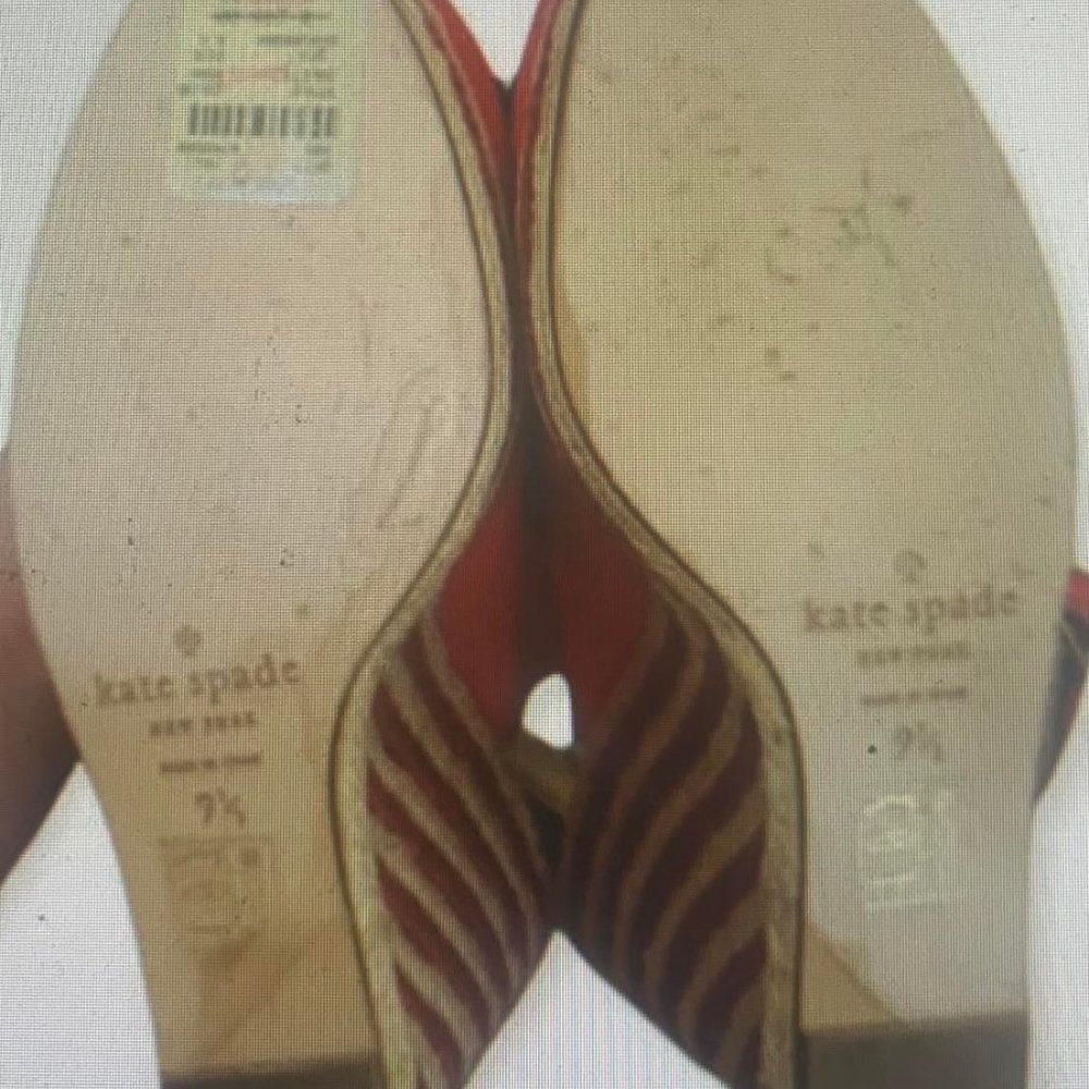 KATE SPADE Sweetie Red Espadrille Wedges Size 9.5 - Picture 9 of 10